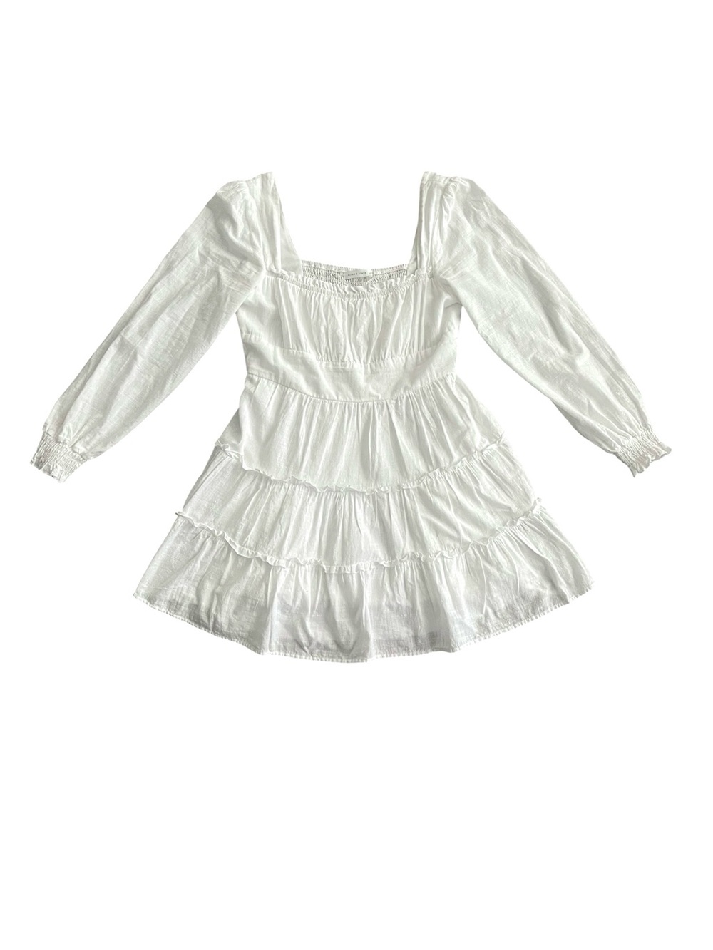 Altar’d State long-sleeve tiered white ruffle dress - large
